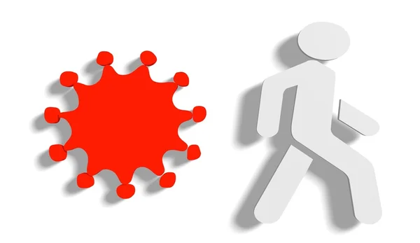 Pedestrian and virus icon — Stock Photo, Image