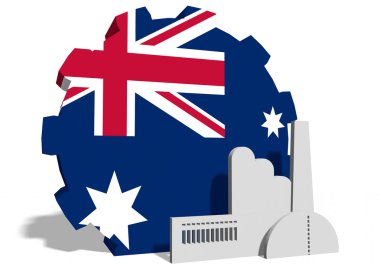 Dişli ve fabrika simgesini Avustralya Ulusal bayrak