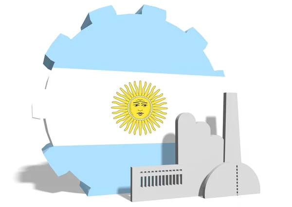 National flag of the argentina on gear and factory icon — Stock Photo, Image