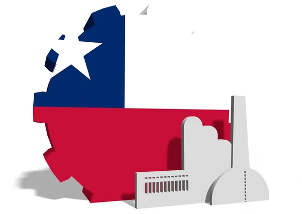 Vlag van de Chili inzake vistuig en fabriek pictogram — Stockfoto