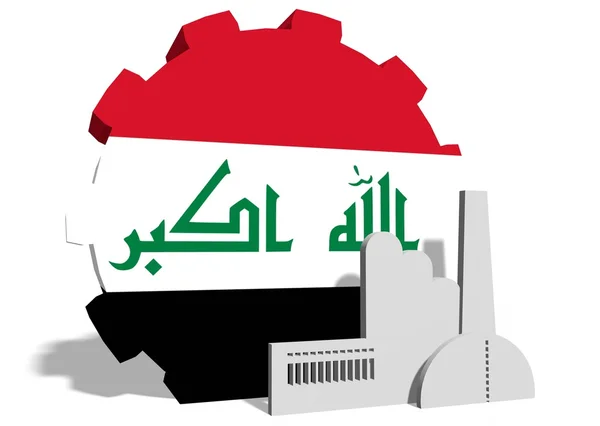 Bandeira nacional do iraq no ícone de engrenagem e fábrica — Fotografia de Stock