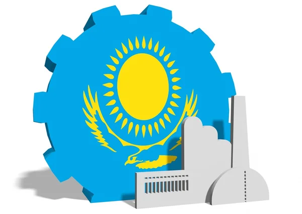 Державний прапор Казахстану на обладнанні та заводській іконі — стокове фото