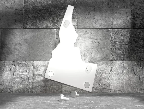 Idaho staatliche Umrisskarte an Betonwand befestigt — Stockfoto