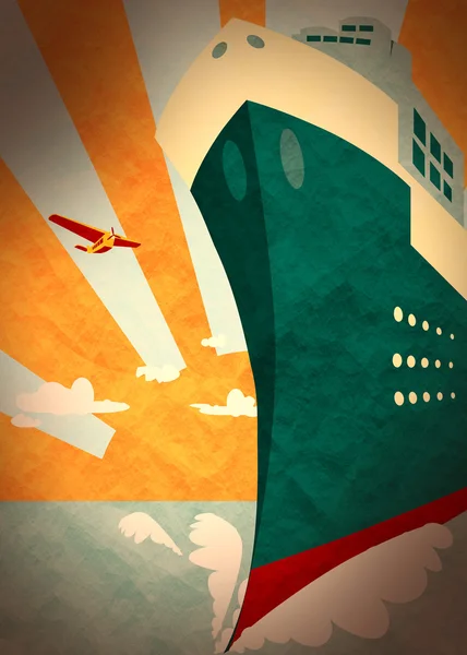 Navio de mar vintage viajar cartaz — Fotografia de Stock