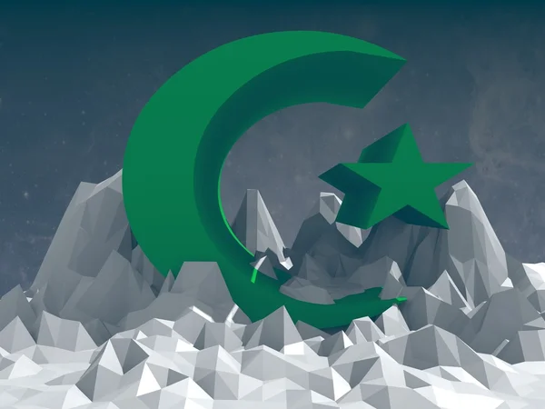 Muzułmańskich symbol ikonę na powierzchni low poly — Zdjęcie stockowe