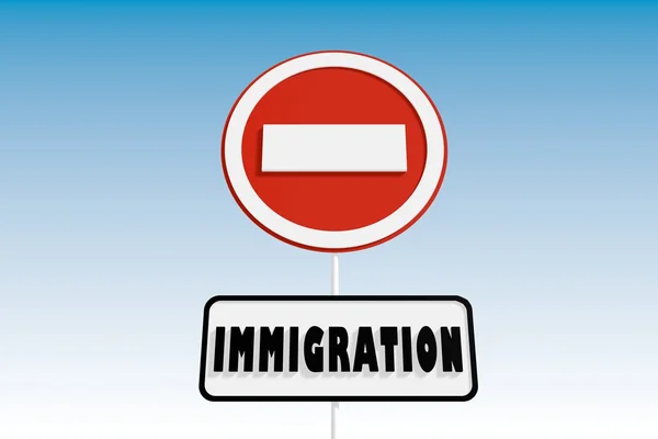 Stop verkeersbord met immigratie tekst — Stockfoto