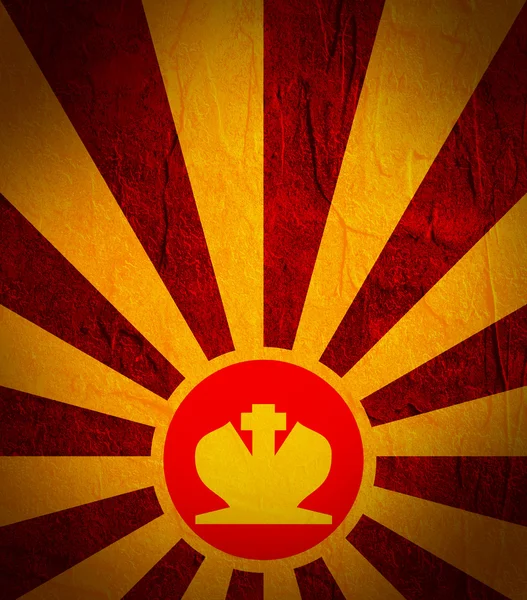 Солнце лопнул фон с символом шахматного короля — стоковое фото