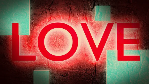 Kırmızı neon Parlatıcı aşk kelime arka plan — Stok fotoğraf