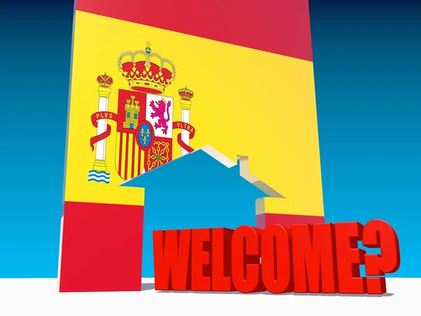 Welcome to spain under question mark — Stock Photo, Image