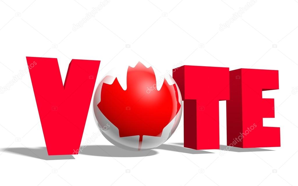 vote word with canada national flag