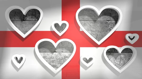 Национальный флаг Англии с отверстиями в форме сердца — стоковое фото