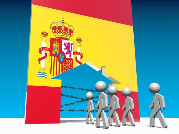 Πρόσφυγες πηγαίνετε στο σπίτι εικονίδιο υφή από τη σημαία της Ισπανίας — Φωτογραφία Αρχείου