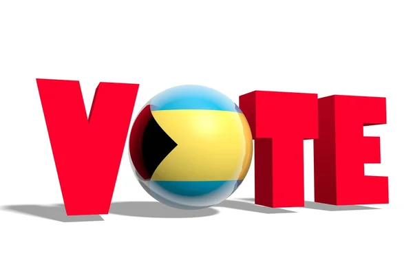 Voto texto, esfera em vez de letra texturizada por bandeira das bahamas — Fotografia de Stock