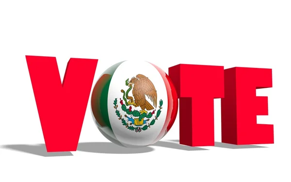 Vote text, sphere instead letter textured by mexico flag — Stock Photo, Image