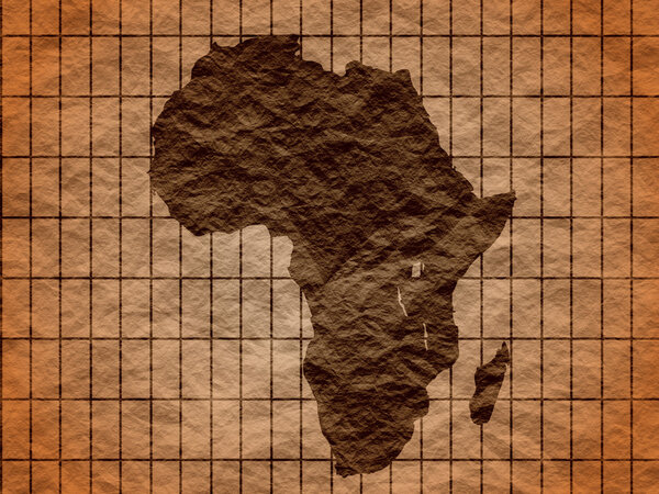 Crumpled paper textured african continent map