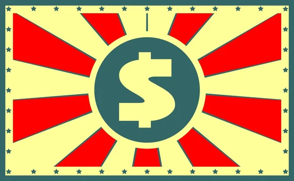 Sun rays backdrop with dollar icon — Stock Vector