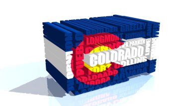 colorado state cities list textured by flag clipart
