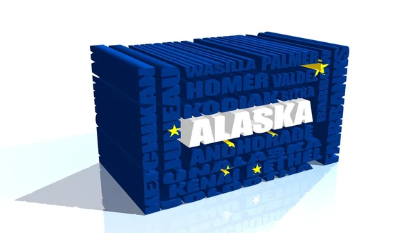 Aljaška státu měst seznam texturou vlajky — Stock fotografie