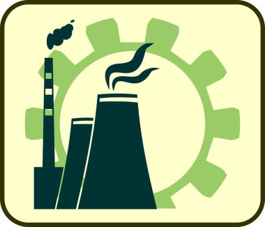 enerji üretimi atom istasyonu ve dişli simgeler