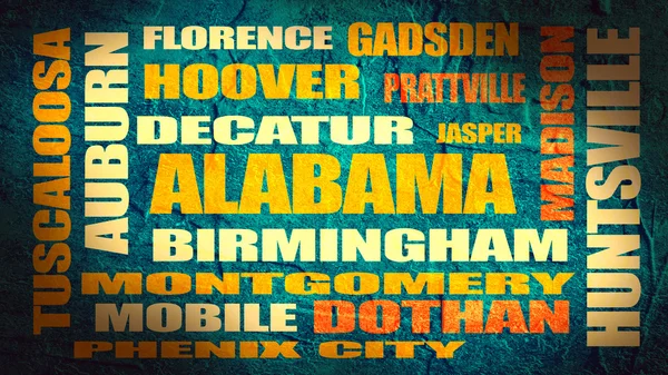 Alabama stad namen labels cloud — Stockfoto