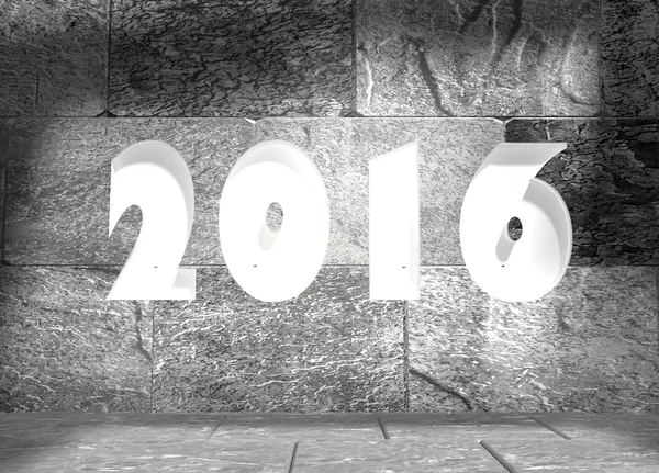 Nuevo número de año 2016 grabado en bloques de pared —  Fotos de Stock