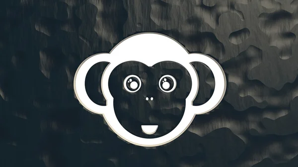 White monkey face icon — Stock Photo, Image