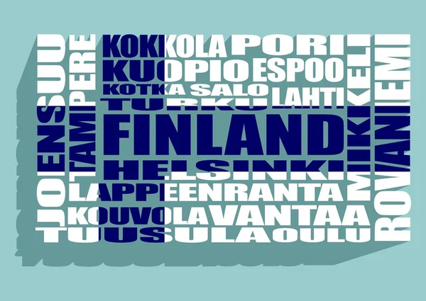 Finland ciudades etiquetas nube — Archivo Imágenes Vectoriales