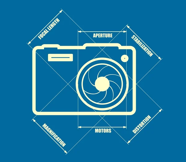 Icono de cámara fotográfica. Vector. Principales parámetros — Archivo Imágenes Vectoriales