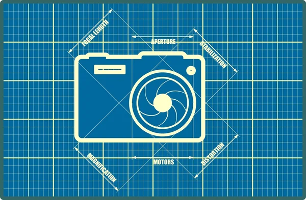 Icono de cámara fotográfica. Vector. Principales parámetros — Archivo Imágenes Vectoriales