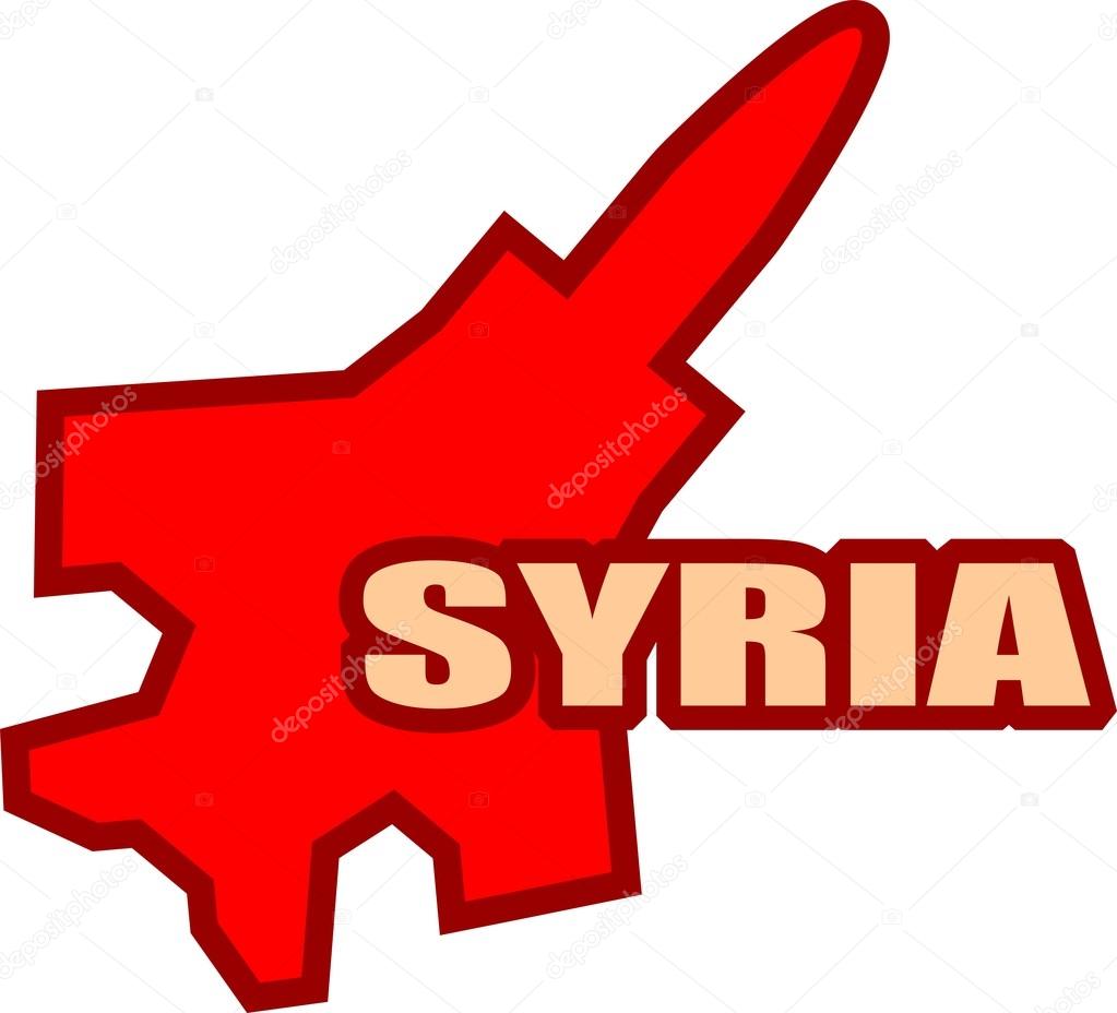 Jet Bomber outline model and Syria text