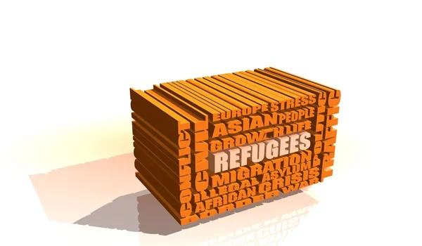 Menekültek integrált 3d relatív Címkefelhő — Stock Fotó
