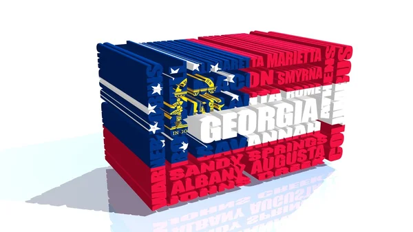 Georgia state cities list textured by flag — Stock Photo, Image