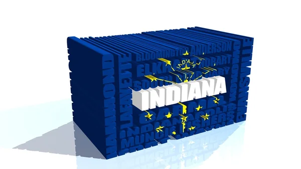 Seznamu měst státu Indiana texturou vlajky — Stock fotografie