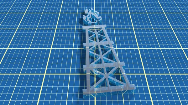 Transparent gas rig on blue print backdrop — Stock Photo, Image
