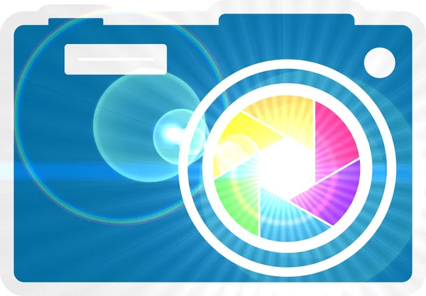 Photo camera icon. Rainbow lens aperture — Stock Photo, Image