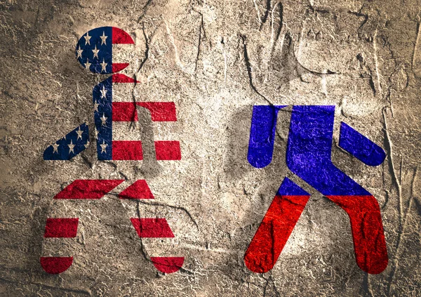 Политические отношения между Россией и США — стоковое фото