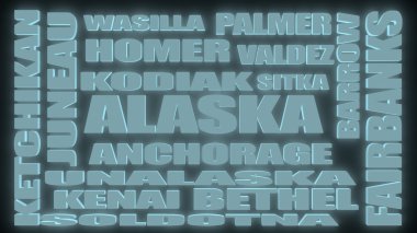 Alaska durumu neon Parlatıcı şehirler listesi 