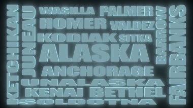 alaska state neon shine cities list  clipart