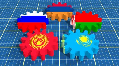 Eurasian Economic Union members national flags