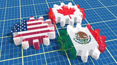 North American Free Trade Agreement members national flags clipart