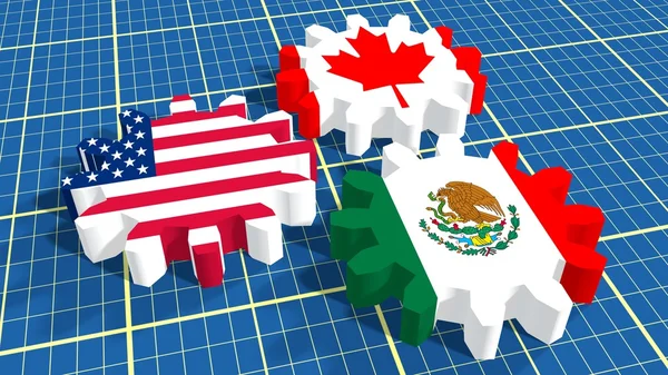 North American Free Trade Agreement members national flags
