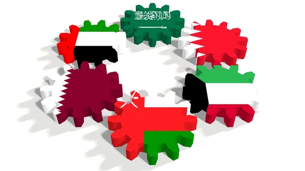 Cooperation Council for the Arab States of Gulf  members flags — 图库照片