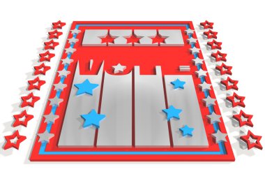 vote 3D text on backdrop from usa flag elements