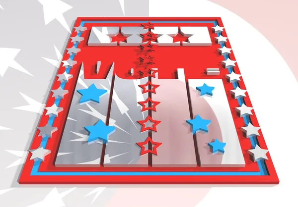 Vote 3D text on backdrop from usa flag elements — ストック写真