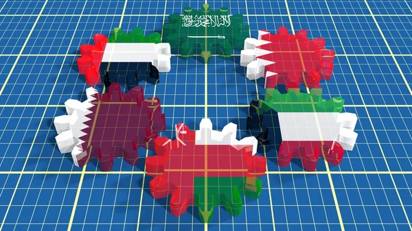 Bandeiras do Conselho de Cooperação dos Estados Árabes membros do Golfo — Fotografia de Stock