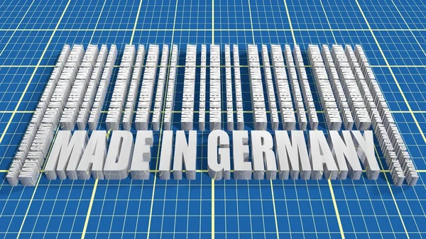 Feito na Alemanha texto e código de barras a partir das mesmas palavras — Fotografia de Stock