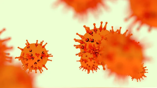 Virus naranja modelos abstractos levitación — Foto de Stock