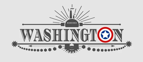 De naam van de stad van Washington met vlag kleuren vormgegeven letter O — Stockvector