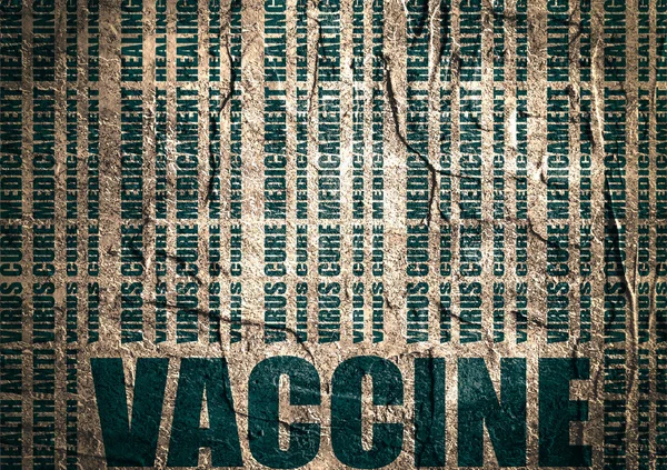 Texte du vaccin et code à barres tirés de mots relatifs. Texture du béton — Photo