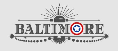 Baltimore Şehir adını bayrak renkleri ile harf O tarz 